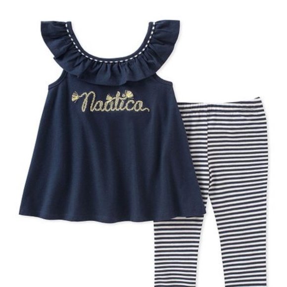 Nautica Blue Angel-Sleeve Tunic & Leggings Set